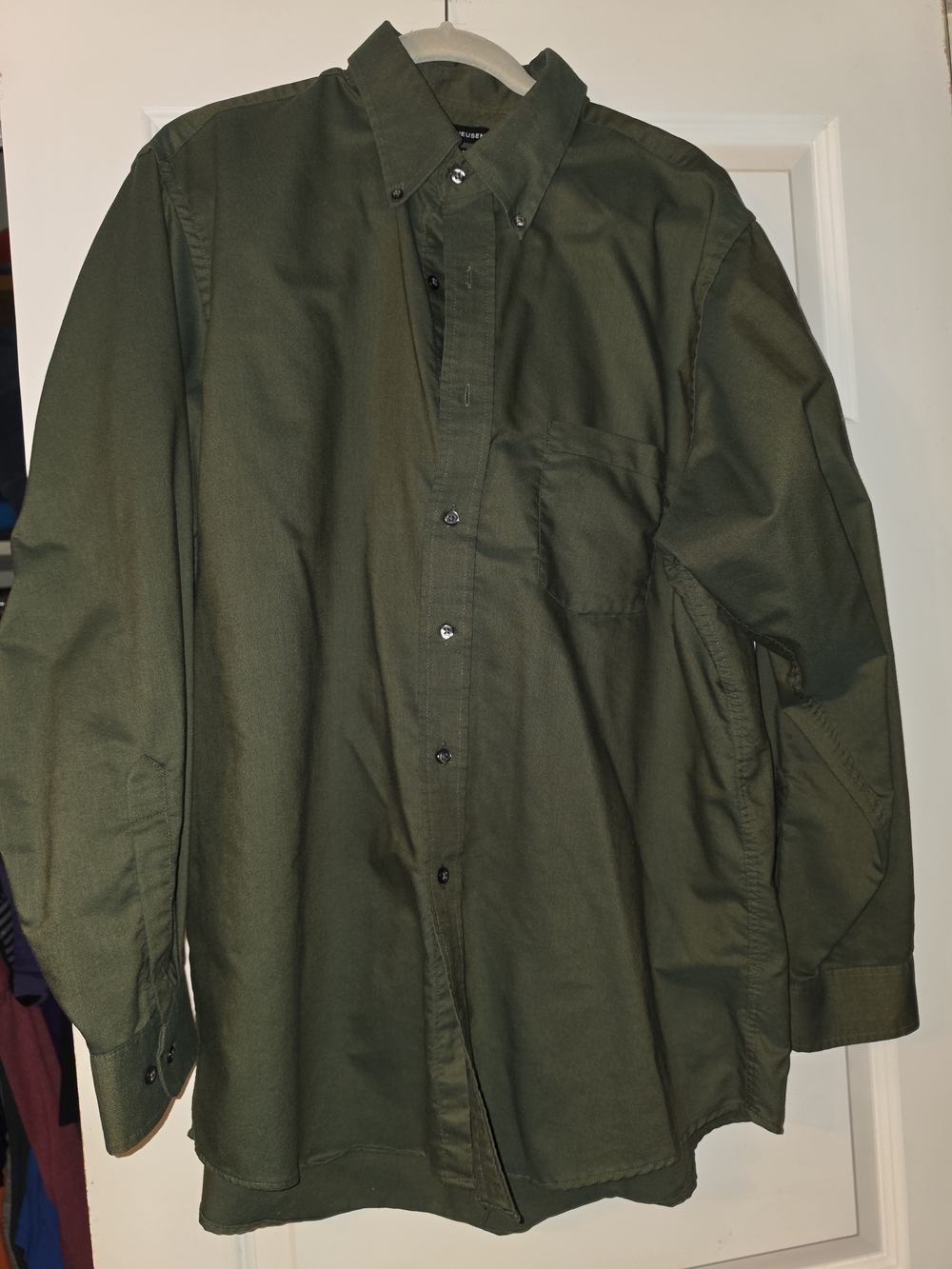 Van Heusen Olive Green Button-Down Dress Shirt